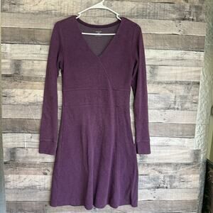 Horny Toad Tomboy Wrap Dress Small Purple Long Sleeve Faux Wrap Dress
